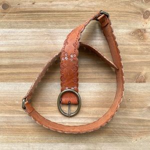Amanda Smith Brown Floral Leather Belt Size M Boho